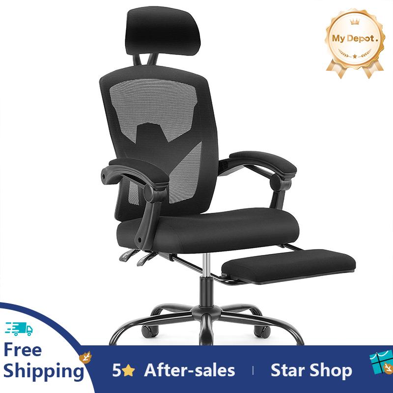 Ergonomic Office Chair, High Back Computer Mesh Swivel Rolling Desk Chair with Adjustable Headrest (Optional with/without Footrest)