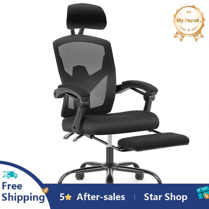 Ergonomic Office Chair, High Back Computer Mesh Swivel Rolling Desk Chair with Adjustable Headrest (Optional with/without Footrest)