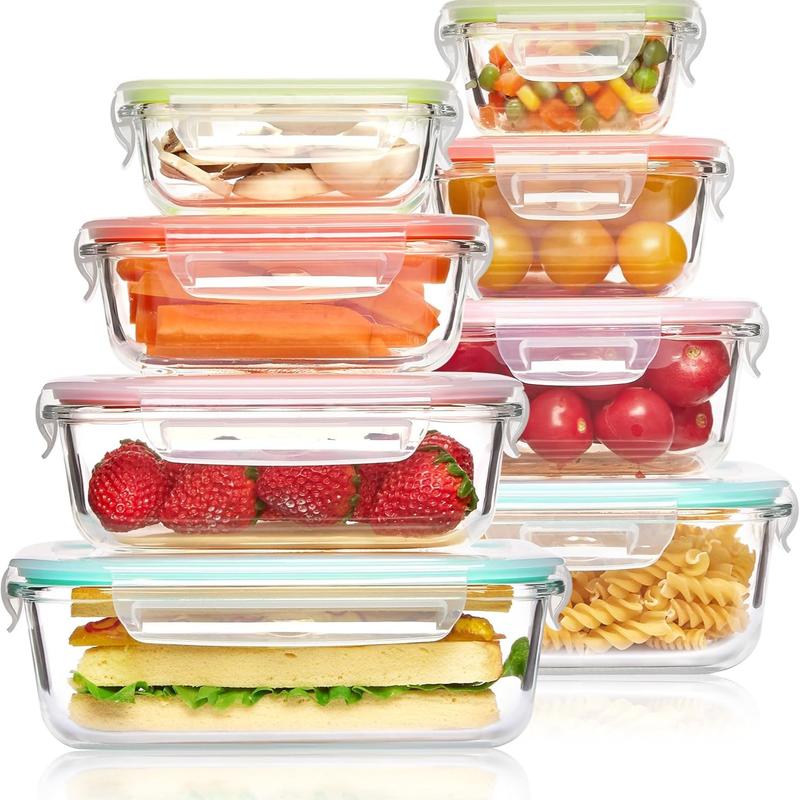 Vtopmart Glass Food Storage Containers with Lids - 8 / 15 / 18 Pack, Airtight Bento Boxes for Leftovers and Picnics #dealsforyoudays