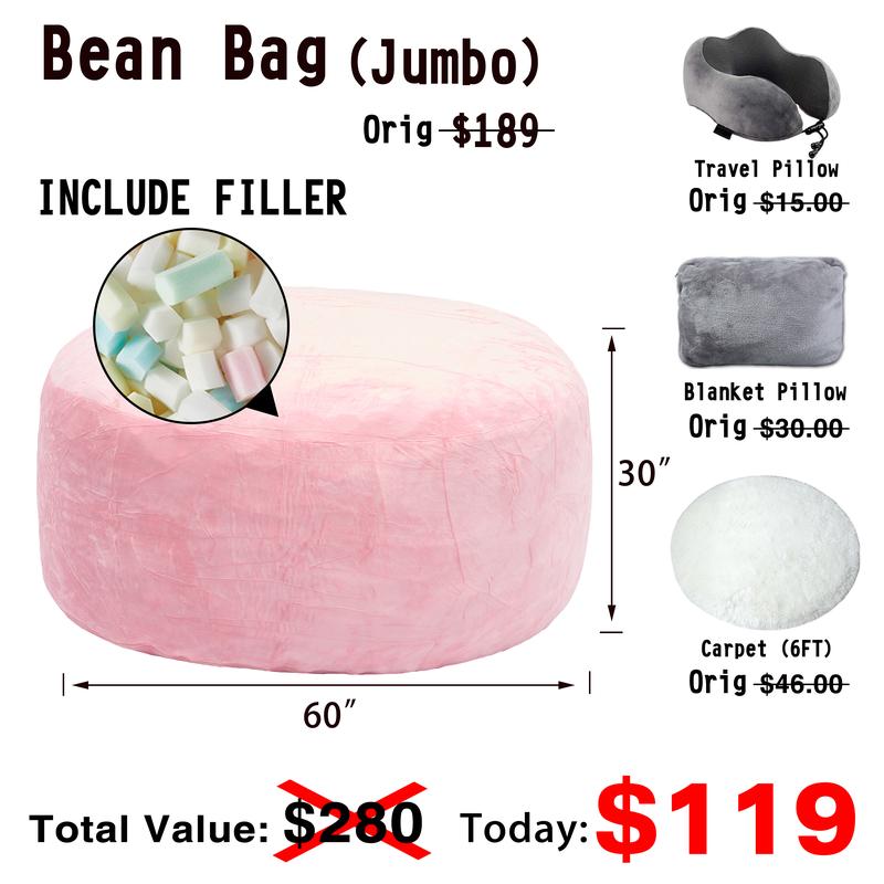 3FT/4FT/5'FT/Jumbo(with Filler) bean bag Lazy sofa beanbag Chair Ship Free High-Rebound Memory Foam Furniture Flannel Cover Removable