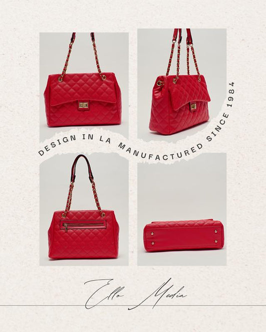 Women's Quilted Chain Crossbody Tote Bag – Affordable Vegan Leather, Classic Flap Shoulder Bag for School and Work – Stylish Everyday Tote, Perfect Gift for Women in Multiple Colors