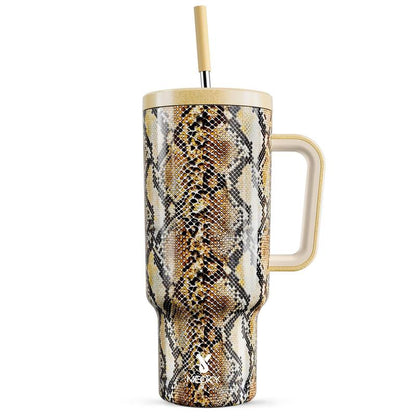 【Meoky】40oz Classic Straw Handle Cup, Multi-grid Ice Cube Mold, Leak-proof Cup Lid, Silicone Handle, Non-slip Noise Reduction Pad At The Bottom, Stainless Steel Thermos Cup, Wide Mouth and Narrow Bottom, Valentine's Day Gift, Tumbler Cups